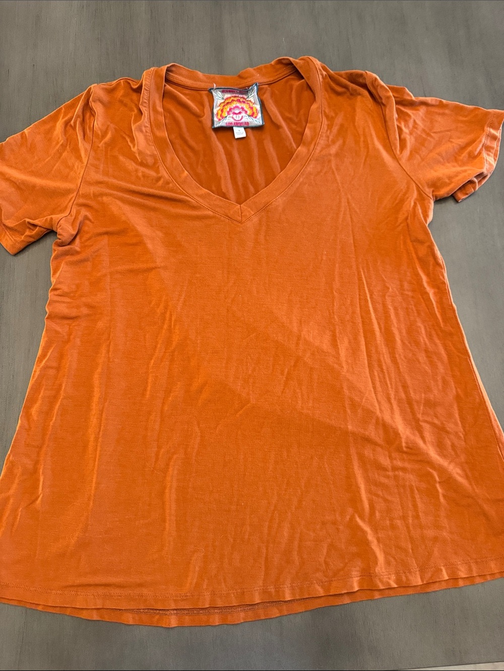 Johnny Was Orange V-Neck Short Sleeve Tee